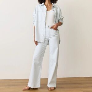 Marine Layer Charlie Wide Leg Pant in Railroad Stripe Stretch size 12